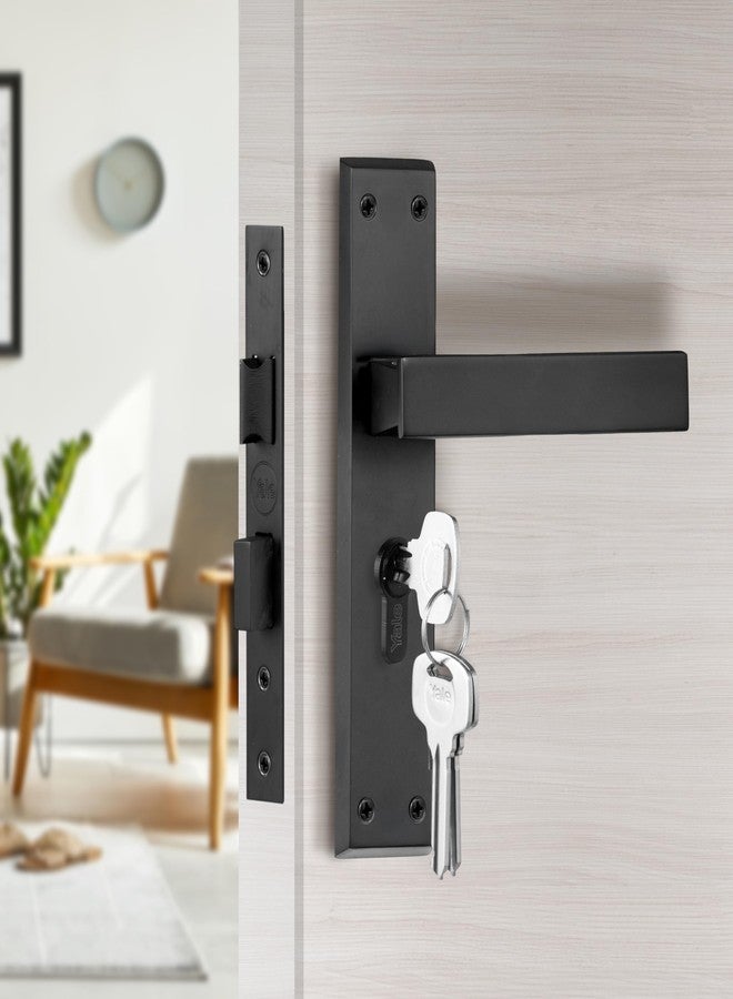 Yale YECM-405-8P-TT-BM Mortise Door Lock for Bedroom/Home/Office/Hotel Suitable for Left/Right Handed Doors, Handle Set Comes with 8" Backplate Thumb Turn, 3 Keys Cylinder and Lock Body (Black Matt) - Image 2